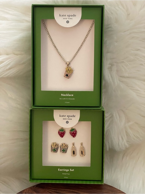 kate spade Jewelry - kate spade Gold & Red Novelty Stud Earring Set